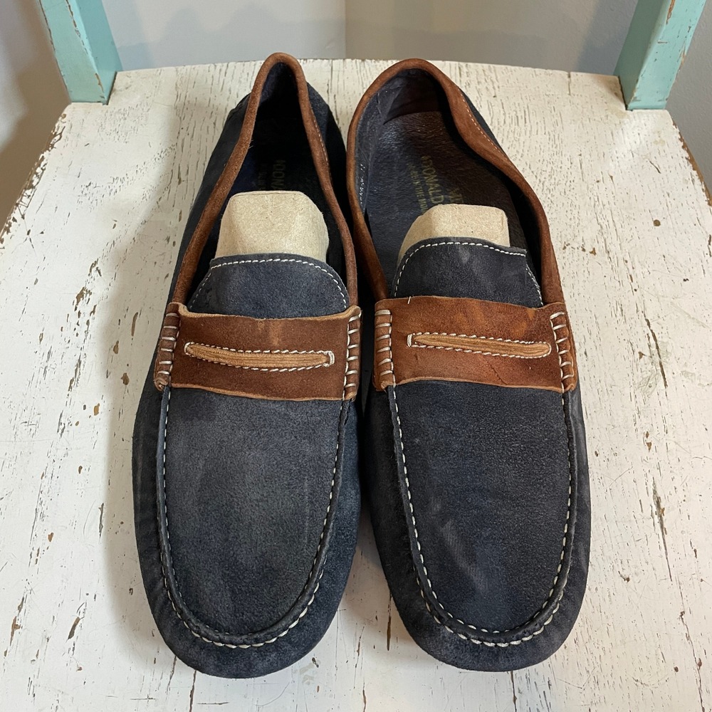 Donald J Pliner Mens Vergil-Mama Navy Cognac Suede Driving Loafers 11M Italy